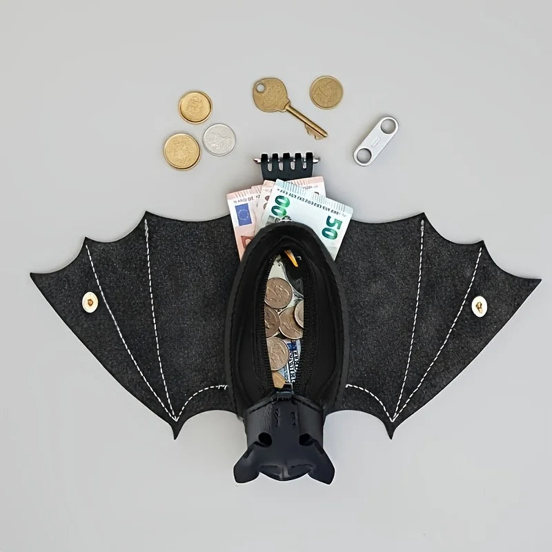 Halloween Bat Wallet Keychain – Mini PU Zipper Bag Pendant Wallet Keychain Babs