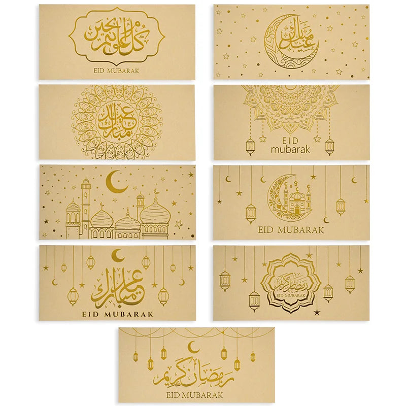 9Pcs Eid Mubarak Gift Envelopes – Ramadan Money Bags 2026 Gift Envelopes Babs Brown