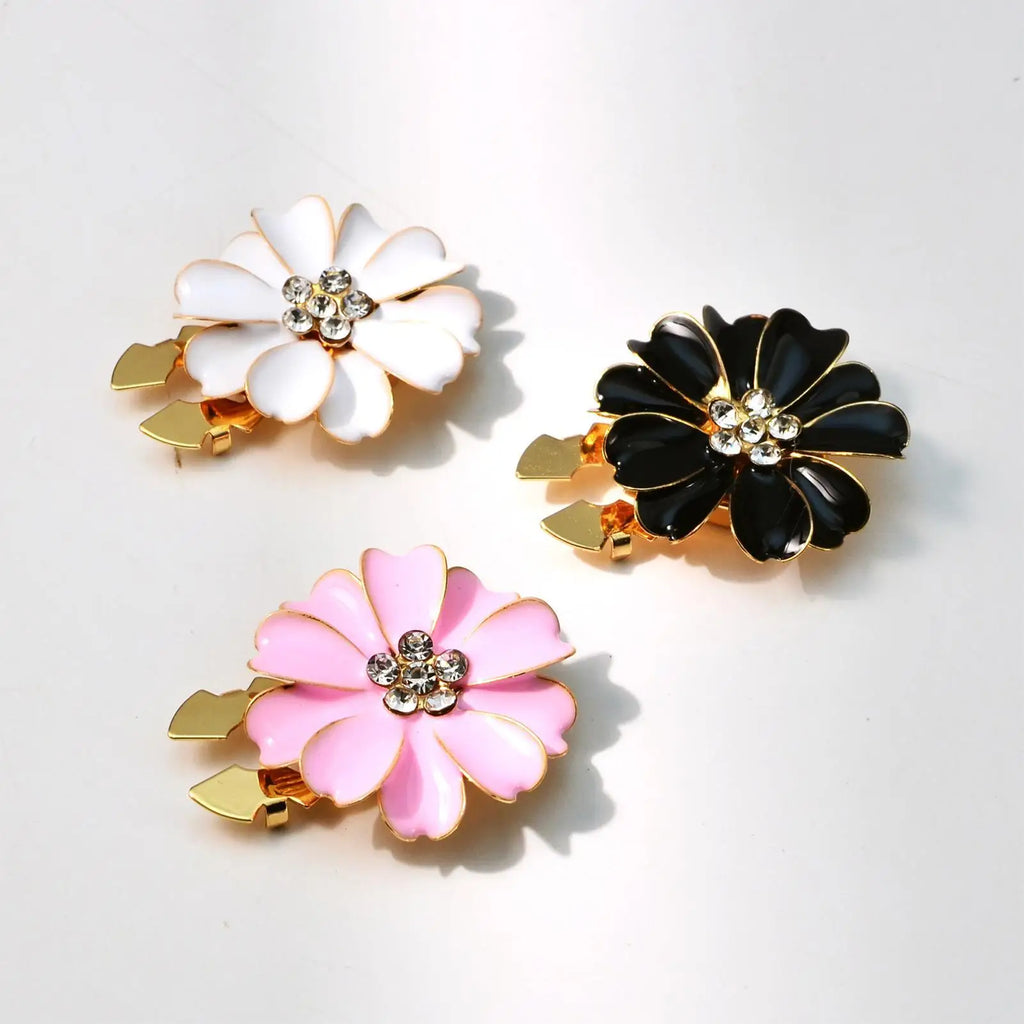 Rhinestone Flower Button Covers – Women's Luxury Cuff Clips Button Cover Clips Babs