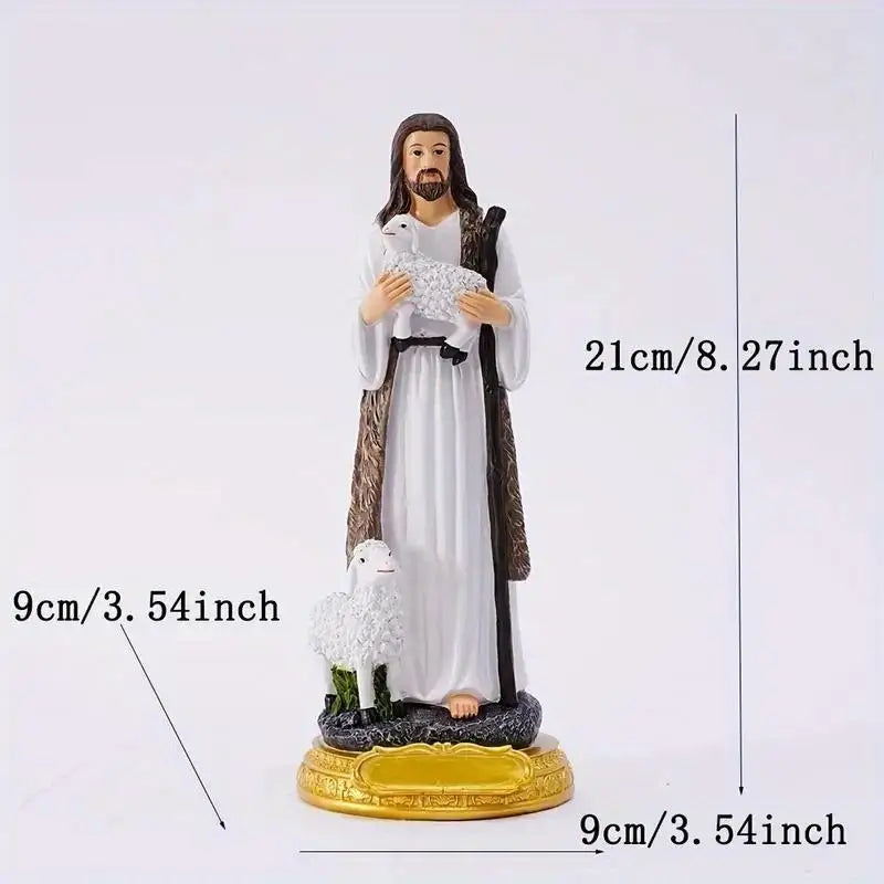 Resin Jesus Shepherd Figurine | Catholic Gift & Home Décor Religious Figurine Babs