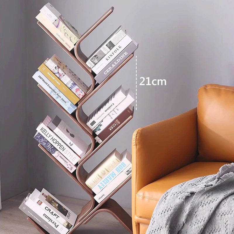 Nordic 8-Tier Birch Wood Corner Bookshelf | Minimalist Wooden Bookcase Babs