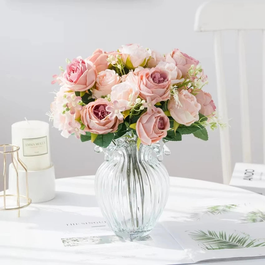 Silk Peony & Rose Artificial Flower Bouquet | Home Décor Artificial Flower Bouquet Babs