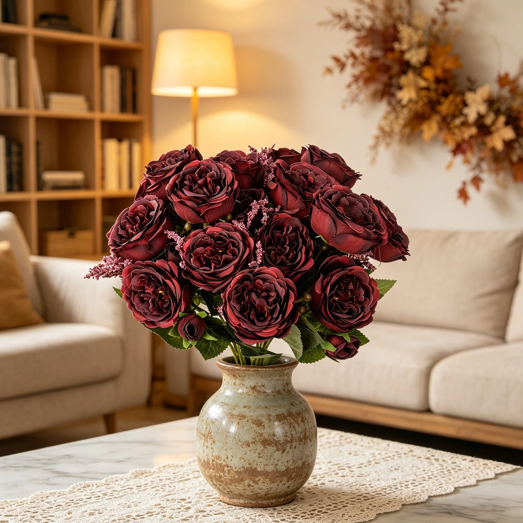 Silk Artificial Peony Rose Bouquet – Wedding & Home Decor Artificial Flower Bouquet Babs