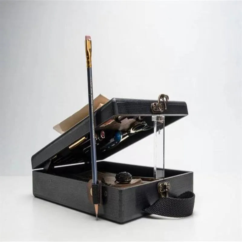Vintage Wooden Storage Box with Shoulder Strap | Stationery Case Wooden Storage Organizer Babs