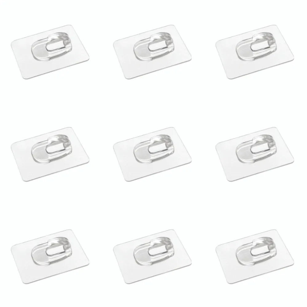 Transparent Invisible Self-Adhesive Hooks – 9-Pack, No-Trace Self-Adhesive Hooks Babs Transparent