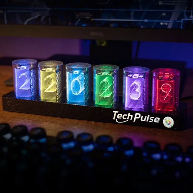 Nixie Tube LED Desk Clock – 16M Colors, Bluetooth, Silent LED Desk Clock Babs