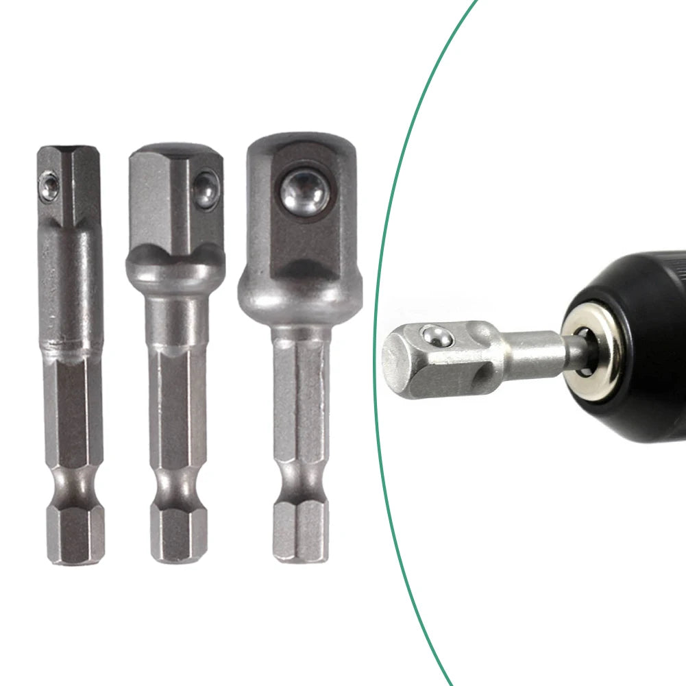 Drill Socket Adapter Hex Shank Extension Bar Set 1/4" 3/8" 1/2" Socket Adapter Set Babs