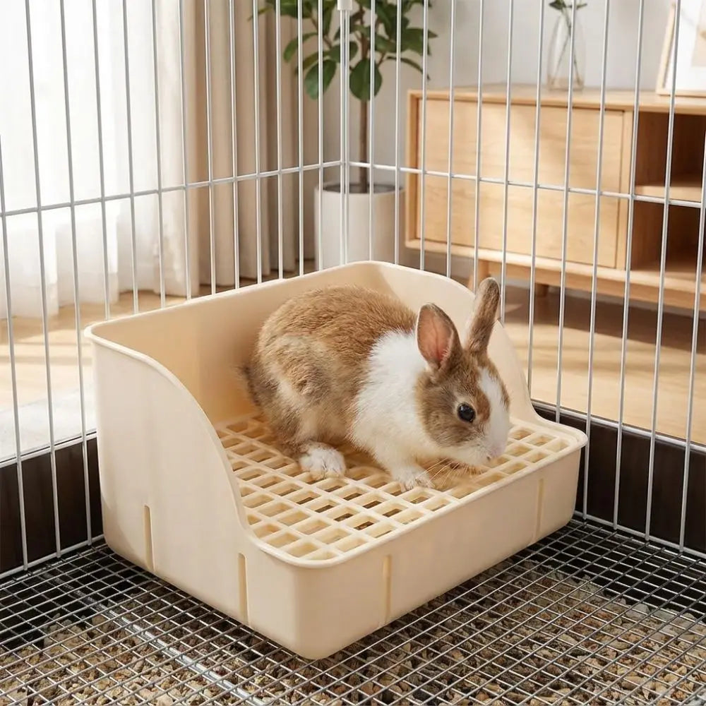 Rabbit Corner Litter Box – Anti-Splash Detachable Grid Potty Small Animal Litter Box Babs