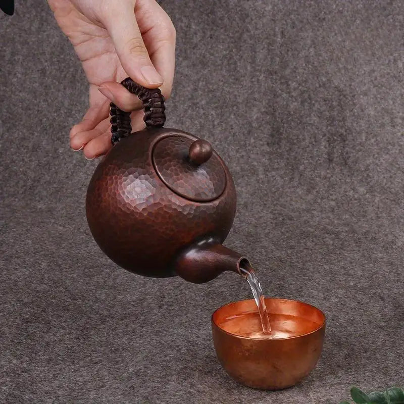 Handmade Red Copper Kung Fu Teapot – 1L Antique Design Copper Teapot Babs
