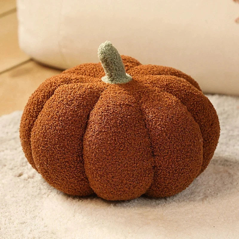 3D Plush Pumpkin Pillow – Fall Halloween Thanksgiving Cushion Plush Throw Pillow Babs Brown