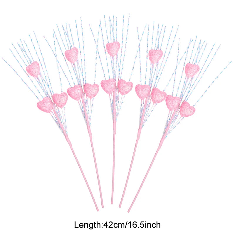 5pcs Artificial Heart Berry Picks – Wedding & Valentine's Décor Artificial Floral Picks Babs E 5Pcs