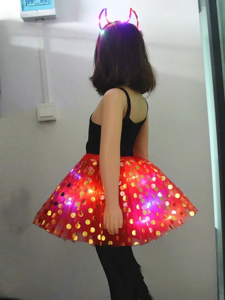 Light-Up Tutu Skirt & Animal Headband – Girls Glow Party