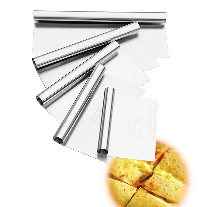 Stainless Steel Cake Scraper & Dough Cutter with Measuring Scale Dough Cutter & Scraper Babs