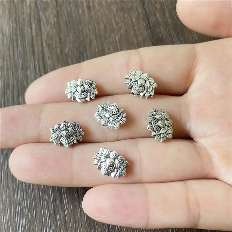 50pcs Lotus Flower Spacer Beads – Zinc Alloy Jewelry Making Jewelry Spacer Beads Babs Silvery-50pcs