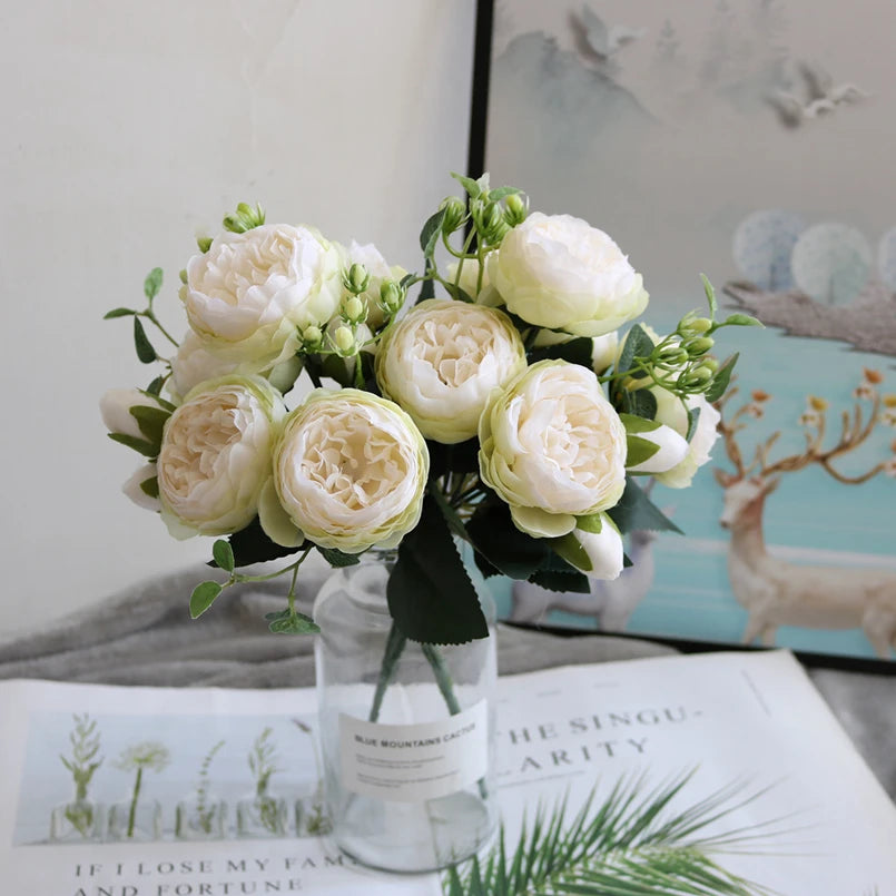 Silk Peony Rose Artificial Bouquet – Wedding & Home Décor Artificial Flower Bouquet Babs