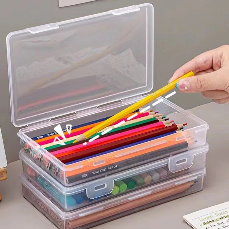Clear Stackable Pencil Box – Large Capacity Plastic Organizer Pencil Storage Box Babs