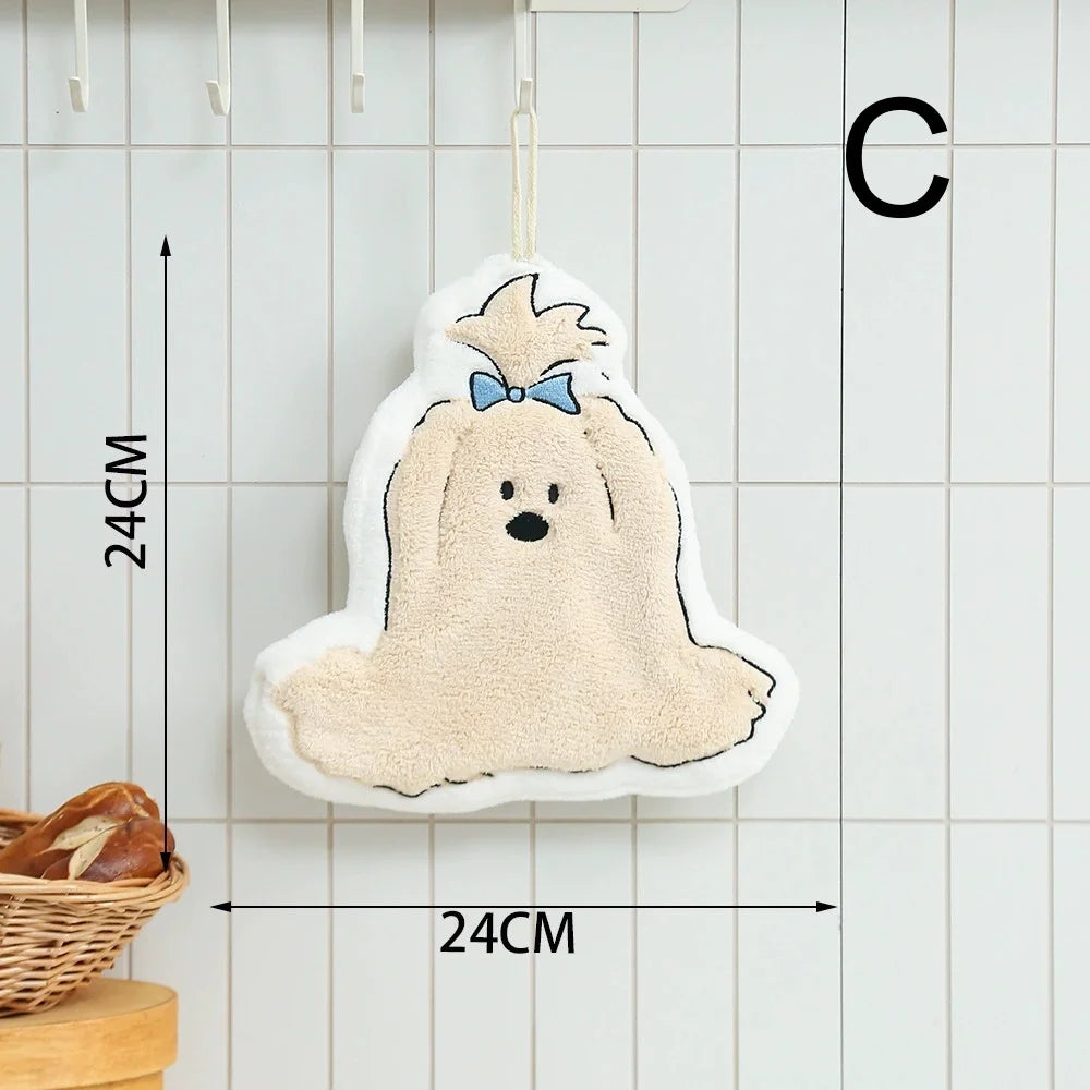 Cartoon Dog Coral Fleece Hand Towel – Soft & Absorbent Hand Towel Babs C