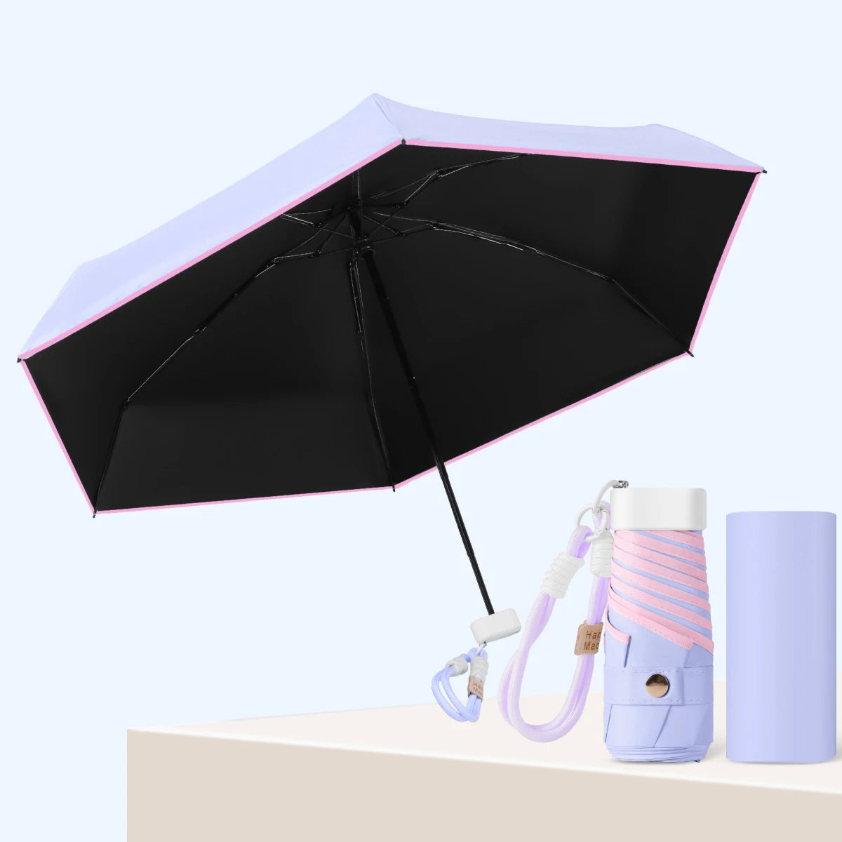 UPF 50+ Mini Folding UV Umbrella – Compact Travel Sunshade Folding Travel Umbrella Babs Iron 6K P