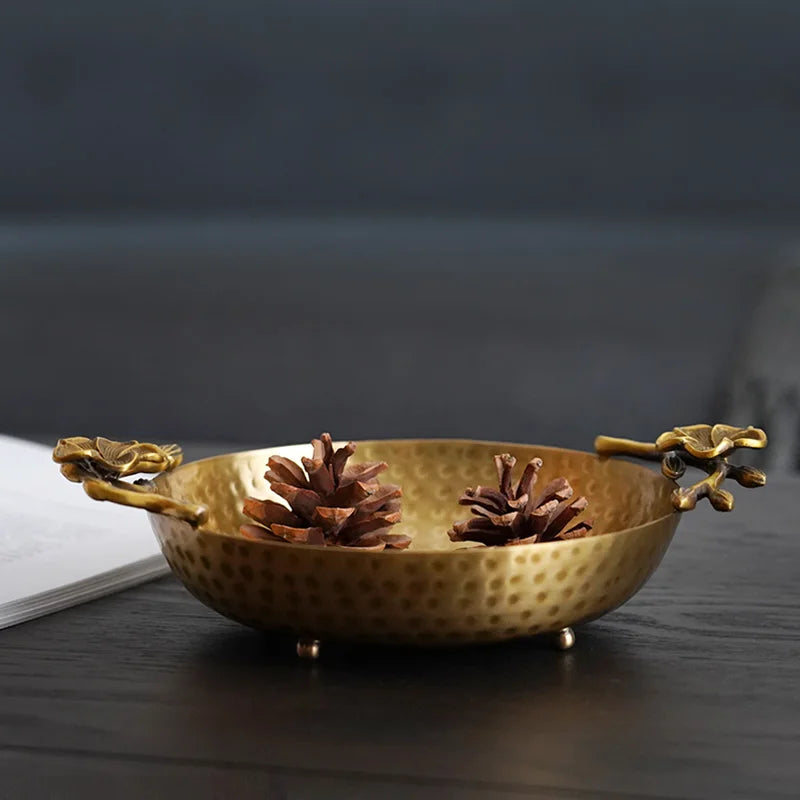 Brass Copper Fruit Plate – Retro Decorative Desktop Tray Decorative Brass Tray Babs