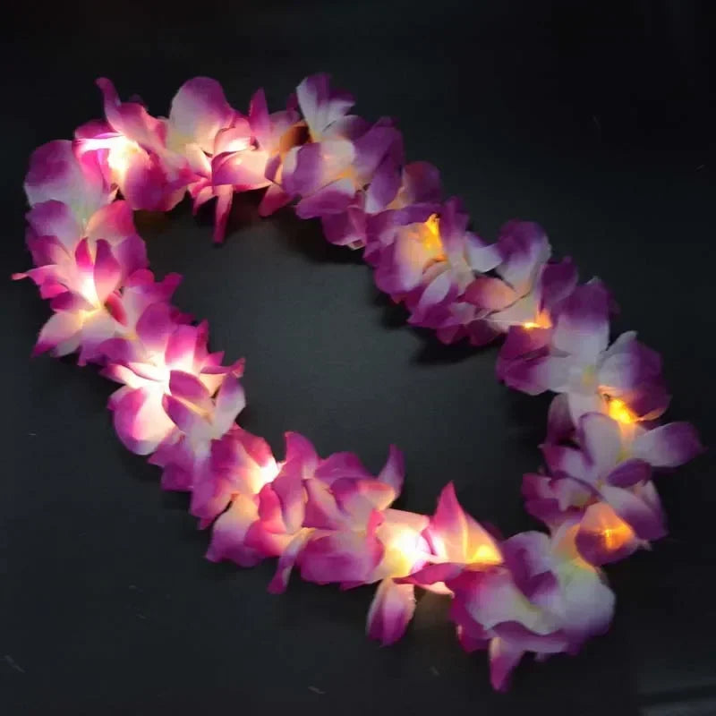 Light Up Hawaiian Flower Lei Necklace | Luau Glow Party Glow Party Necklace Babs