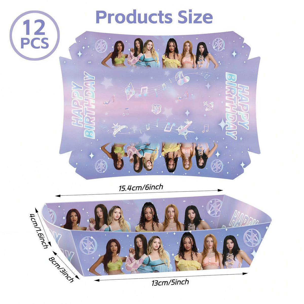 Katseye Kpop Birthday Party Supplies – Plates, Cups & Balloons Party Supplies Set Babs 12pcs French fry box 1