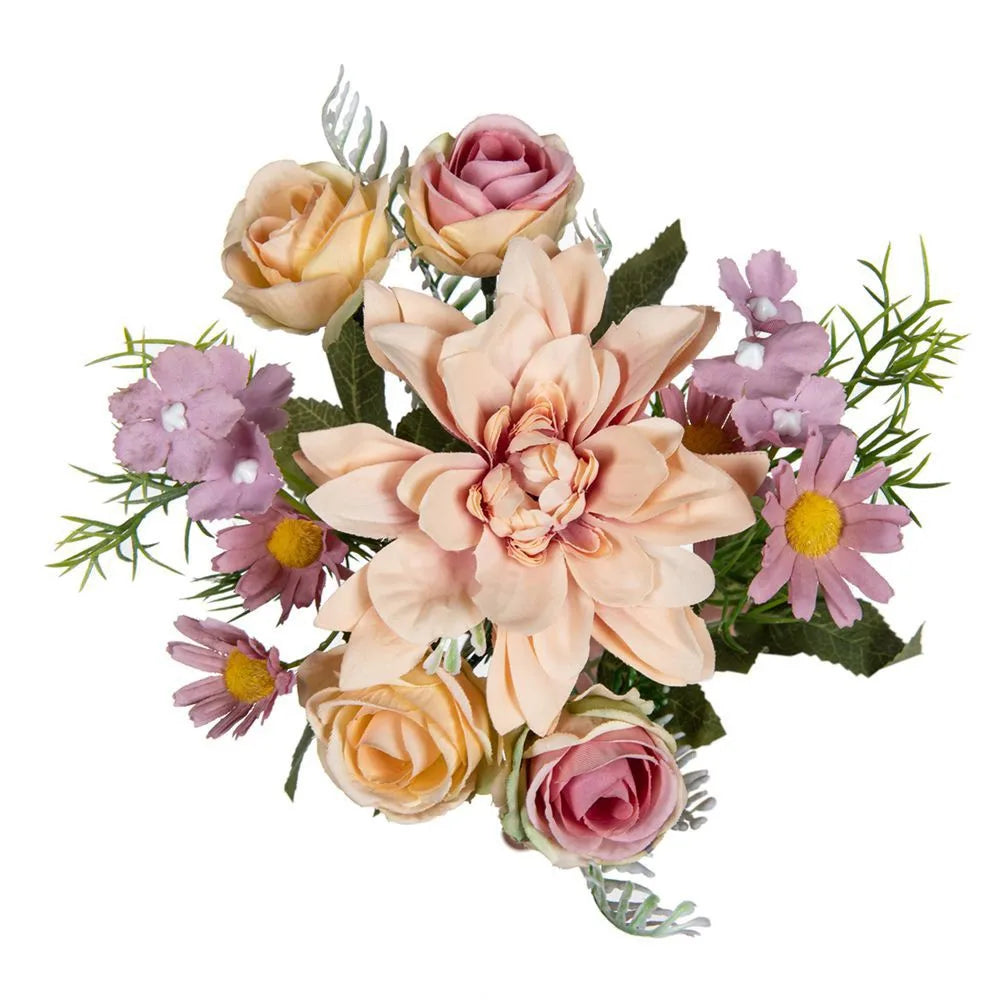 Silk Dahlia Rose Artificial Bouquet – Wedding & Home Decor Artificial Flower Bouquet Babs color 5 1 pc