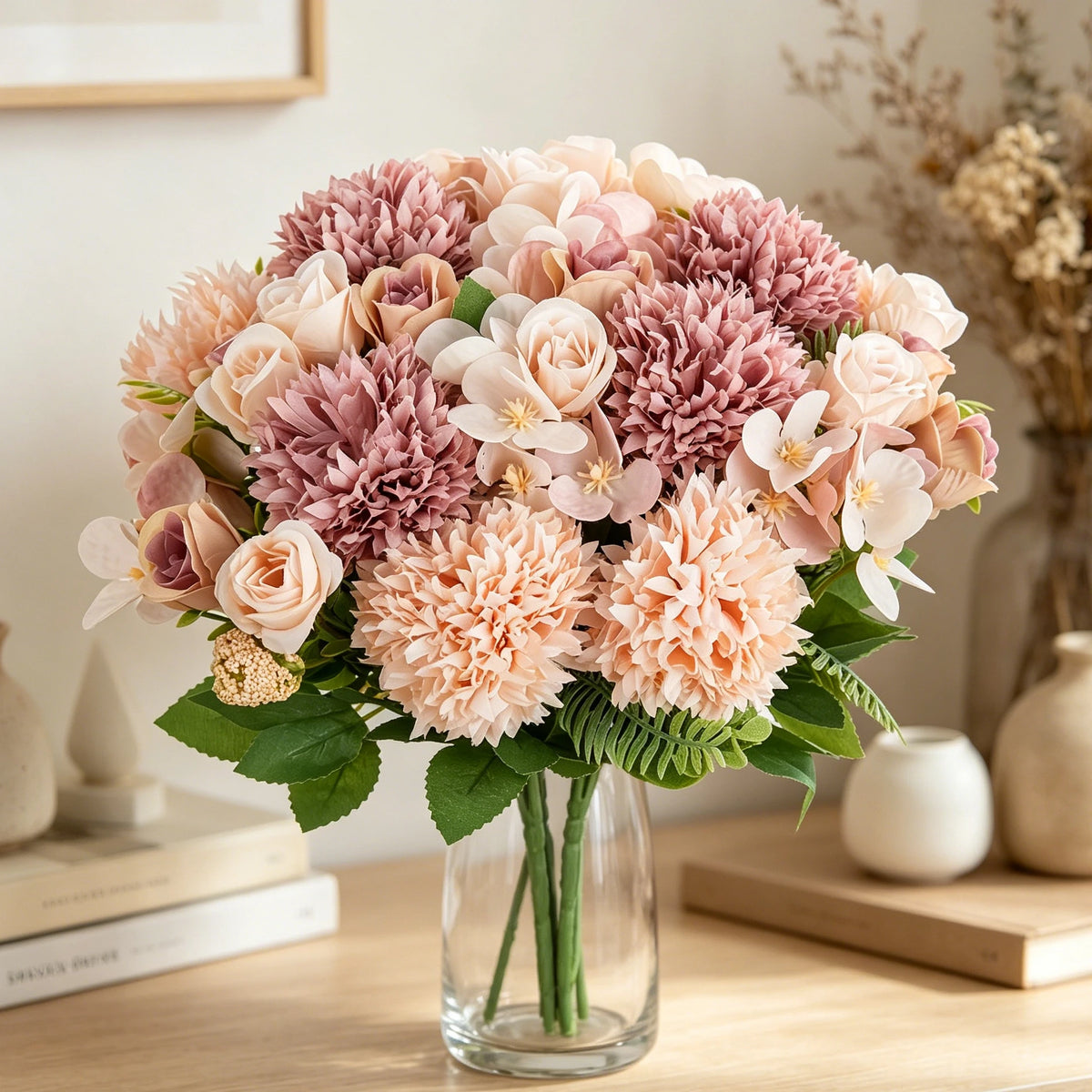 Artificial Silk Rose & Chrysanthemum Bouquet | Wedding Home Decor Artificial Flower Bouquet Babs