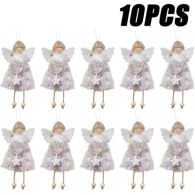 Christmas Angel Girl Doll Ornament – Festive Tree Hanging Decor Christmas Tree Ornament Babs Gray 10PCS