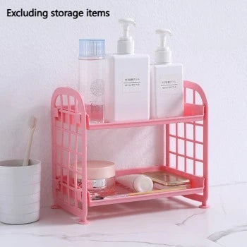 Multi-Tier Desktop Storage Shelf Organizer – Home & Office Desktop Storage Shelf Babs pink