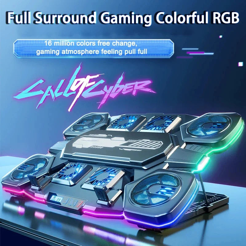 HUXUAN RGB Laptop Cooling Pad 12–18 Inch, 8-Fan Stand Laptop Cooling Pad Babs