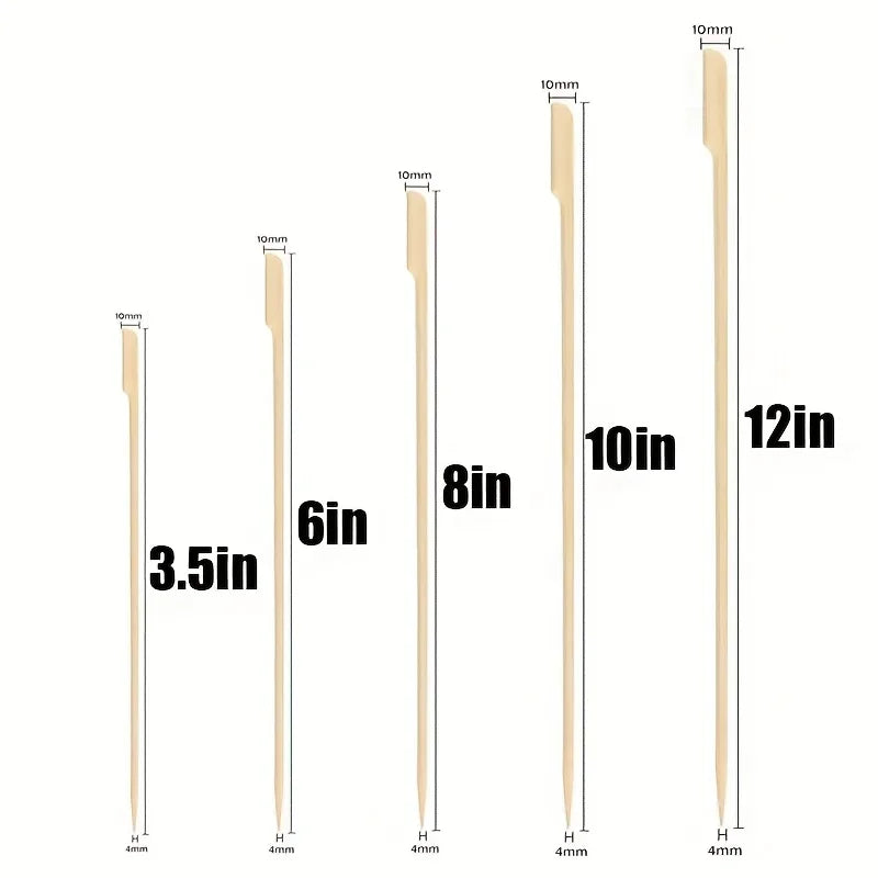 100PCS Bamboo Skewers – BBQ, Cocktail & Appetizer Picks Bamboo Skewers Babs