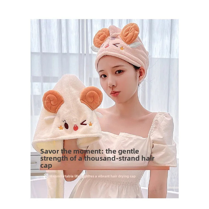 Kawaii Sheep Hair Towel Wrap Cap – Quick Dry & Absorbent Hair Towel Wrap Cap Babs