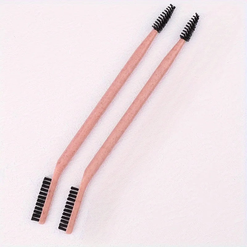 2-Pack Dual-Ended Eyelash Curler & Brow Brush Set Eyelash Curler Set Babs Pink-2pcs