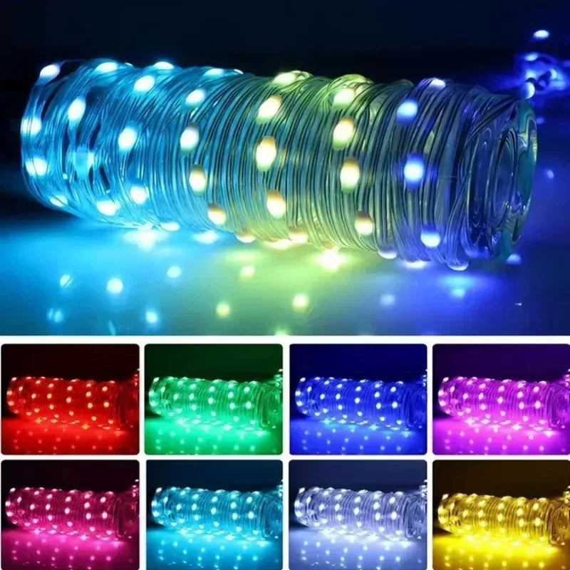 USB RGB LED String Lights Bluetooth App Control – Car & Home RGB LED String Lights Babs