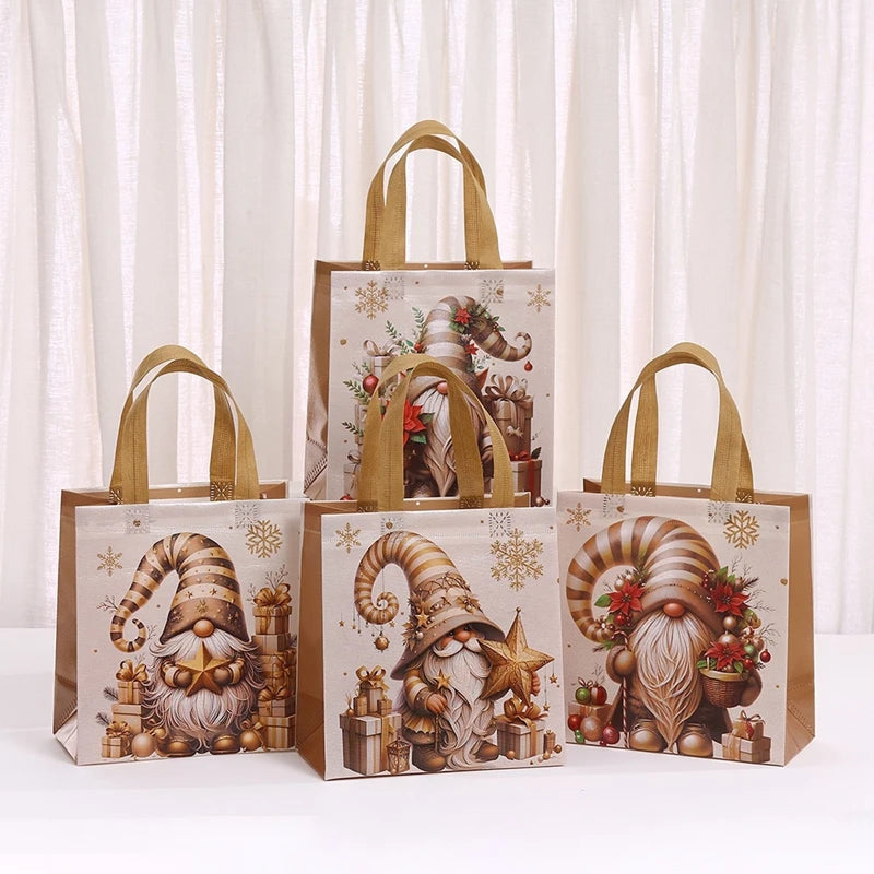 Christmas Santa Claus Non-Woven Gift Bags with Handle 4–12pcs Christmas Gift Bags Babs