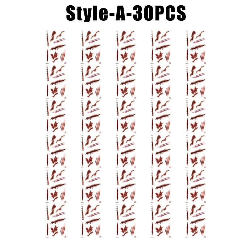 Halloween Wound Temporary Tattoos – Realistic Blood FX Costume Temporary Tattoo Babs A-30PCS