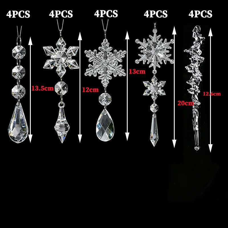 Crystal Snowflake Ice Stick Ornaments – Christmas Tree Decor Christmas Ornaments Babs
