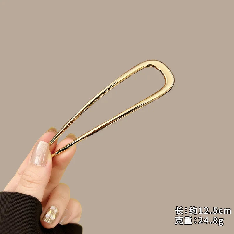 U-Shaped Metal Hair Fork Sticks | Gold Silver Black Alloy Hair Fork Sticks Babs 12.5cmA