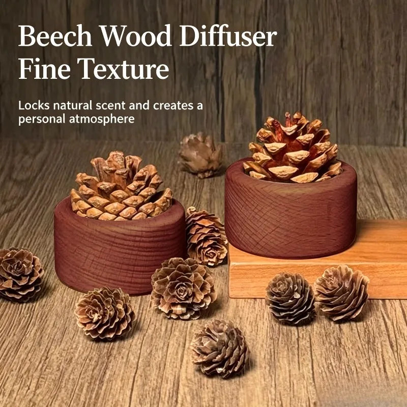 Pine Cone Wood Essential Oil Diffuser – No-Fire Aroma Decor Wood Aroma Diffuser Babs