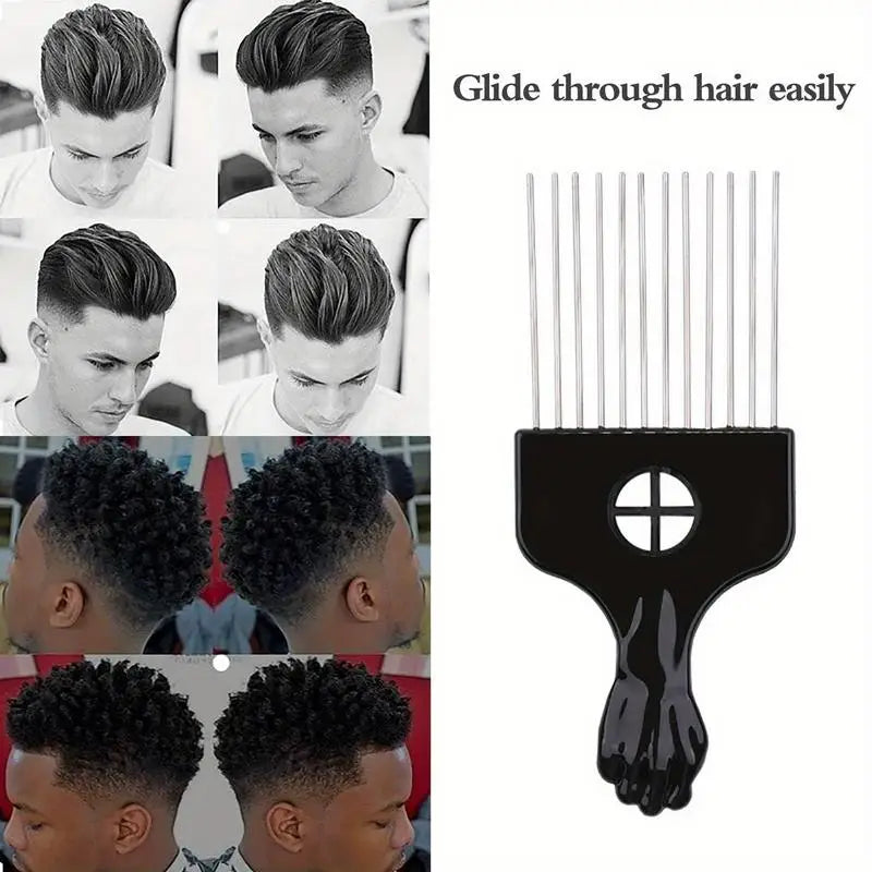 2-Pack Metal Afro Pick Combs – Curly Hair Detangling & Lift Afro Hair Pick Comb Babs