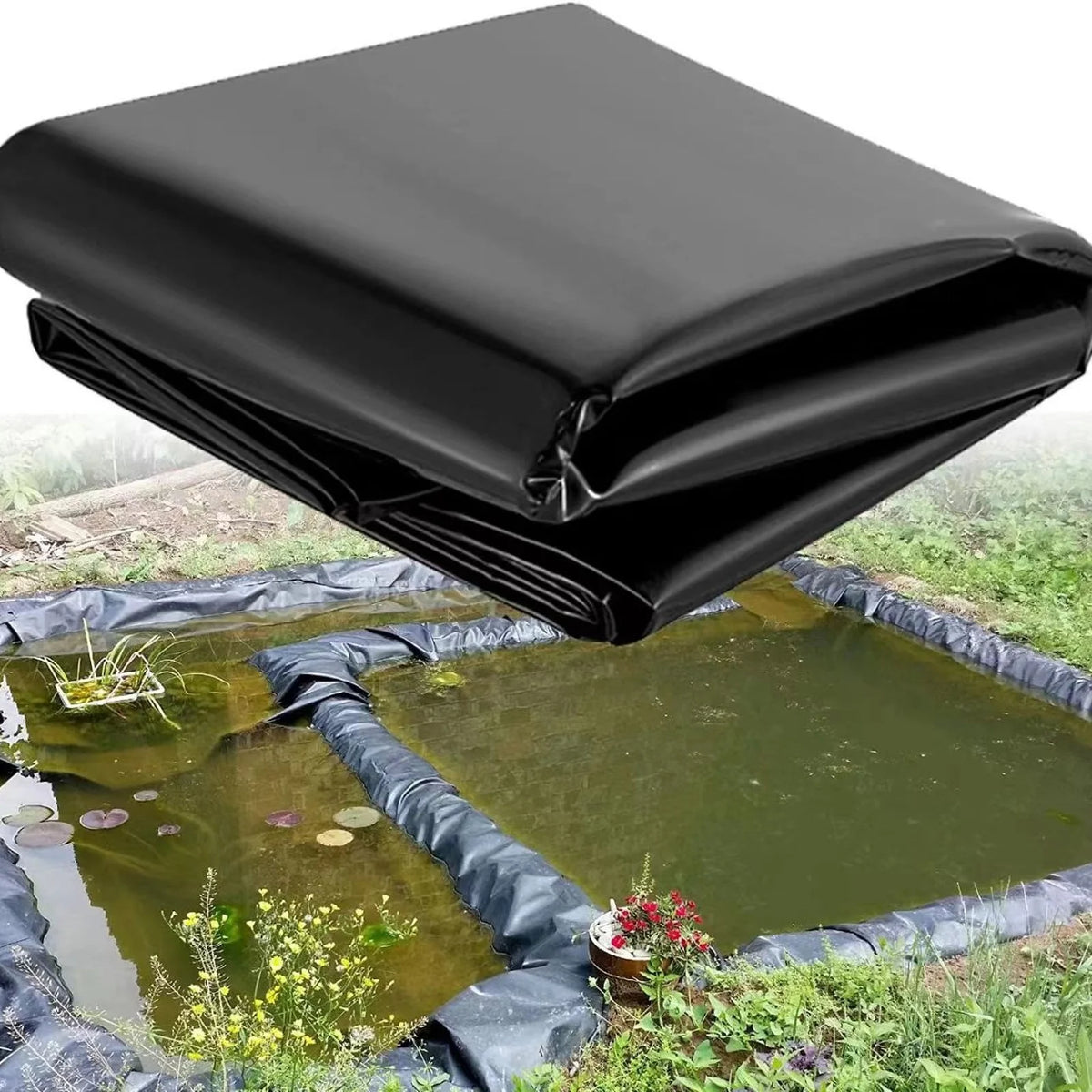 Fish Pond Liner Waterproof Geomembrane 1.2×2.1m – Black Pond Liner Babs