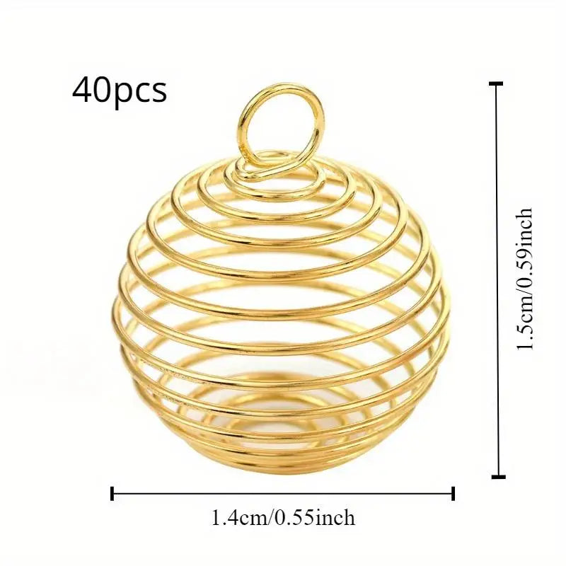40pcs Hollow Lantern Ball Spring Pendants – DIY Jewelry Making Jewelry Making Pendant Babs Golden-40pcs