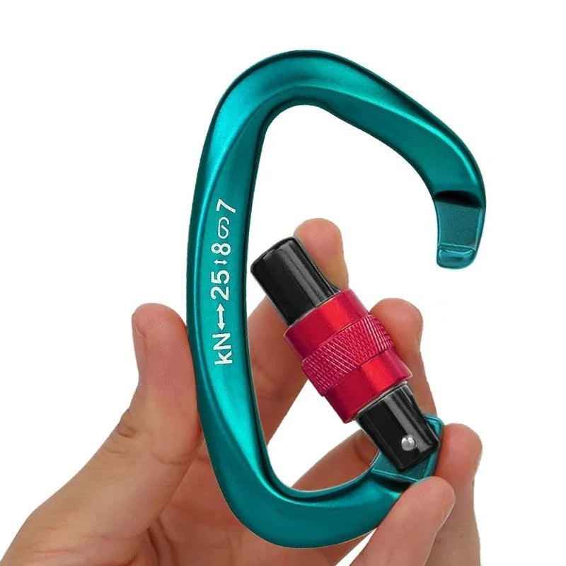 D-Shape Screw Lock Carabiner 25KN – Aluminum Climbing Buckle Climbing Carabiner Babs