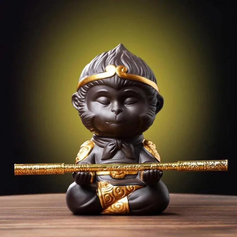 Purple Clay Sun Wukong Tea Pet – Monkey King Kung Fu Statue Tea Pet Figurine Babs