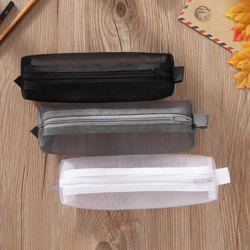 Transparent Mesh Pencil Case | Large Capacity Nylon Stationery Bag Mesh Pencil Case Babs