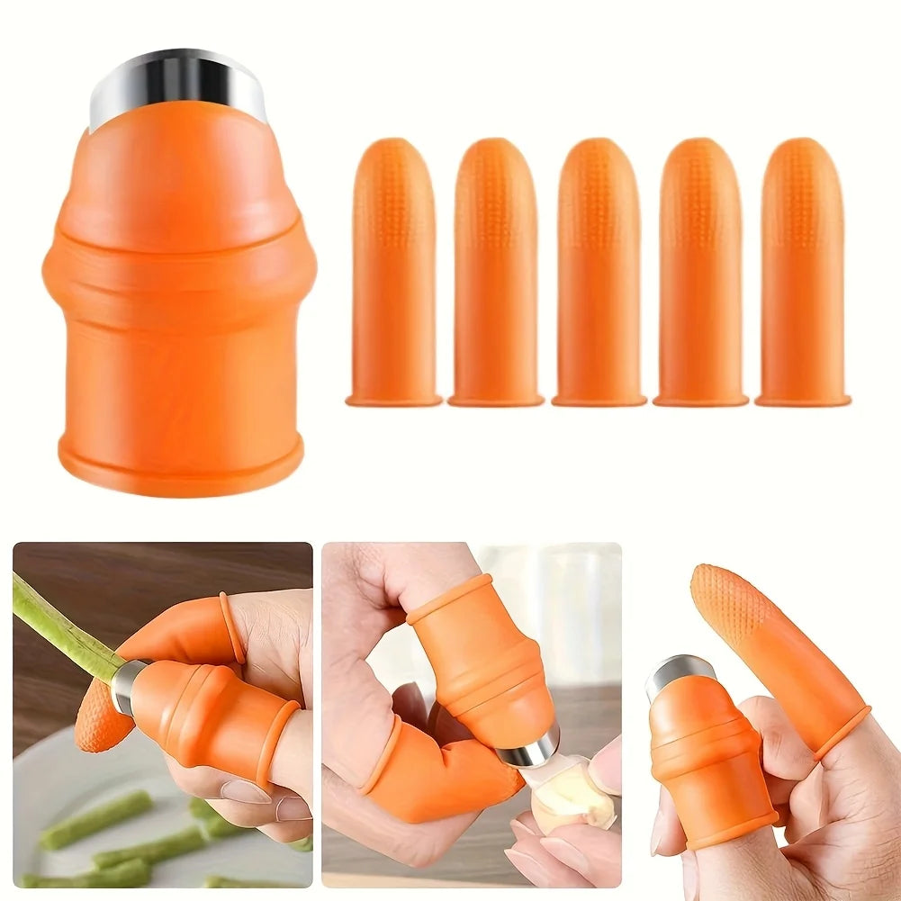 6-Piece Silicone Thumb Knife Set – Stainless Steel Garden Cutter Thumb Harvest Knife Babs