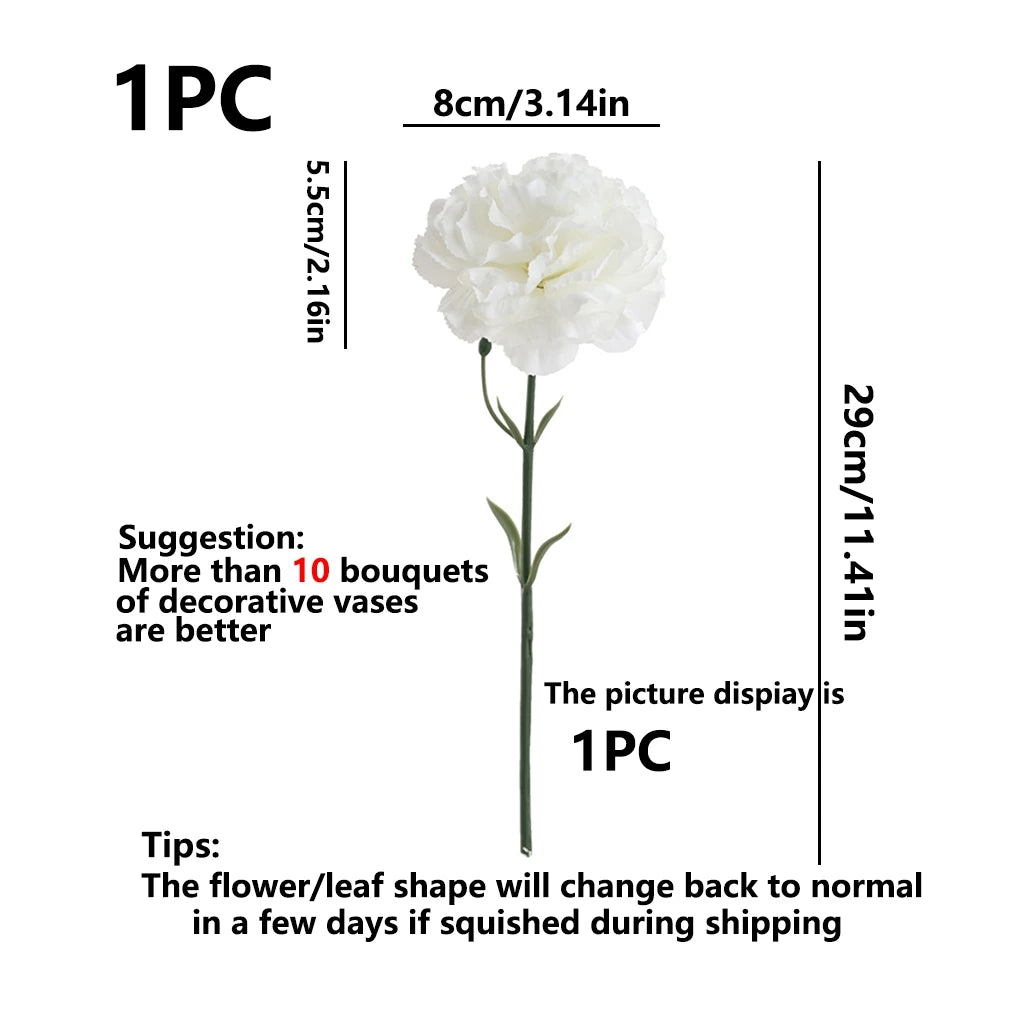 Artificial Silk Carnation Stems 4 or 8 Pcs – Wedding & Home Décor Artificial Silk Flowers Babs