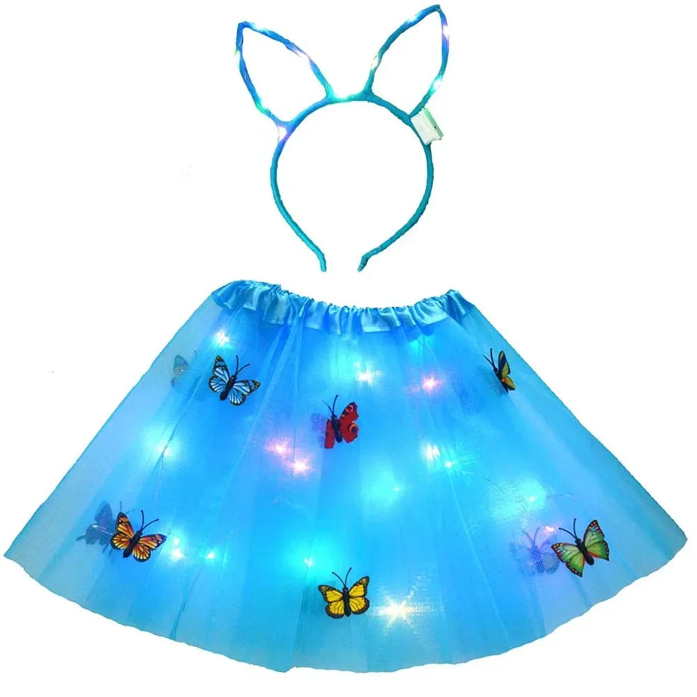 LED Light-Up Princess Tutu Skirt & Bunny Headband Set LED Costume Set Babs 3 for 3-12 years girls