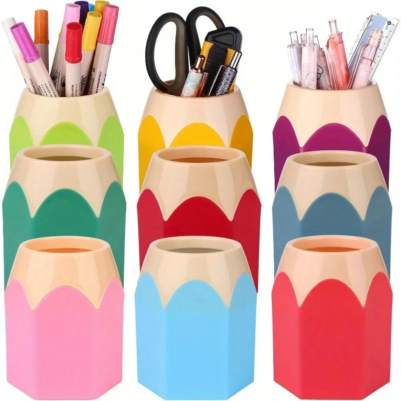 Pencil-Shaped Pen Holder – Cute Colorful Desktop Organizer Desktop Pen Holder Babs