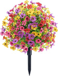 Artificial Silk Flower Ball Ground Stake – Colorful Garden Decor Artificial Flower Stake Babs MULTI 1pc